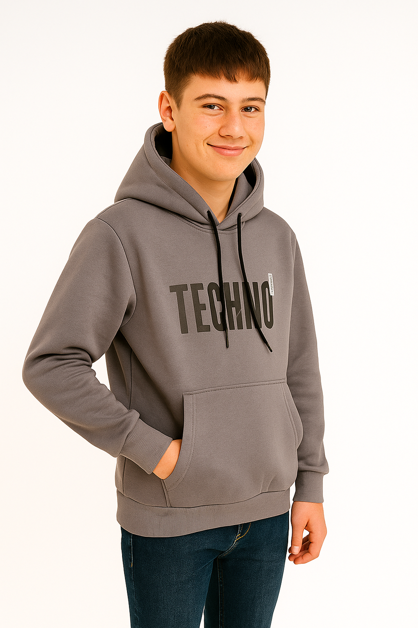 Худі дитяче для хлопчика 13-16 років сіре (5003-03), фото 1