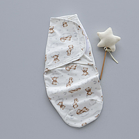 Кокон пелюшка на липучці "Ведмедик на хмаринці" футер з начосом 56 (0-1міс)