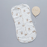 Кокон пелюшка на змійці "Ведмедик на хмаринці" футер з начосом 56 (0-1міс)