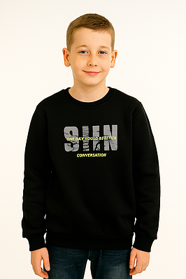 Світшот дитячий для хлопчика 9-12 років чорний (2001)