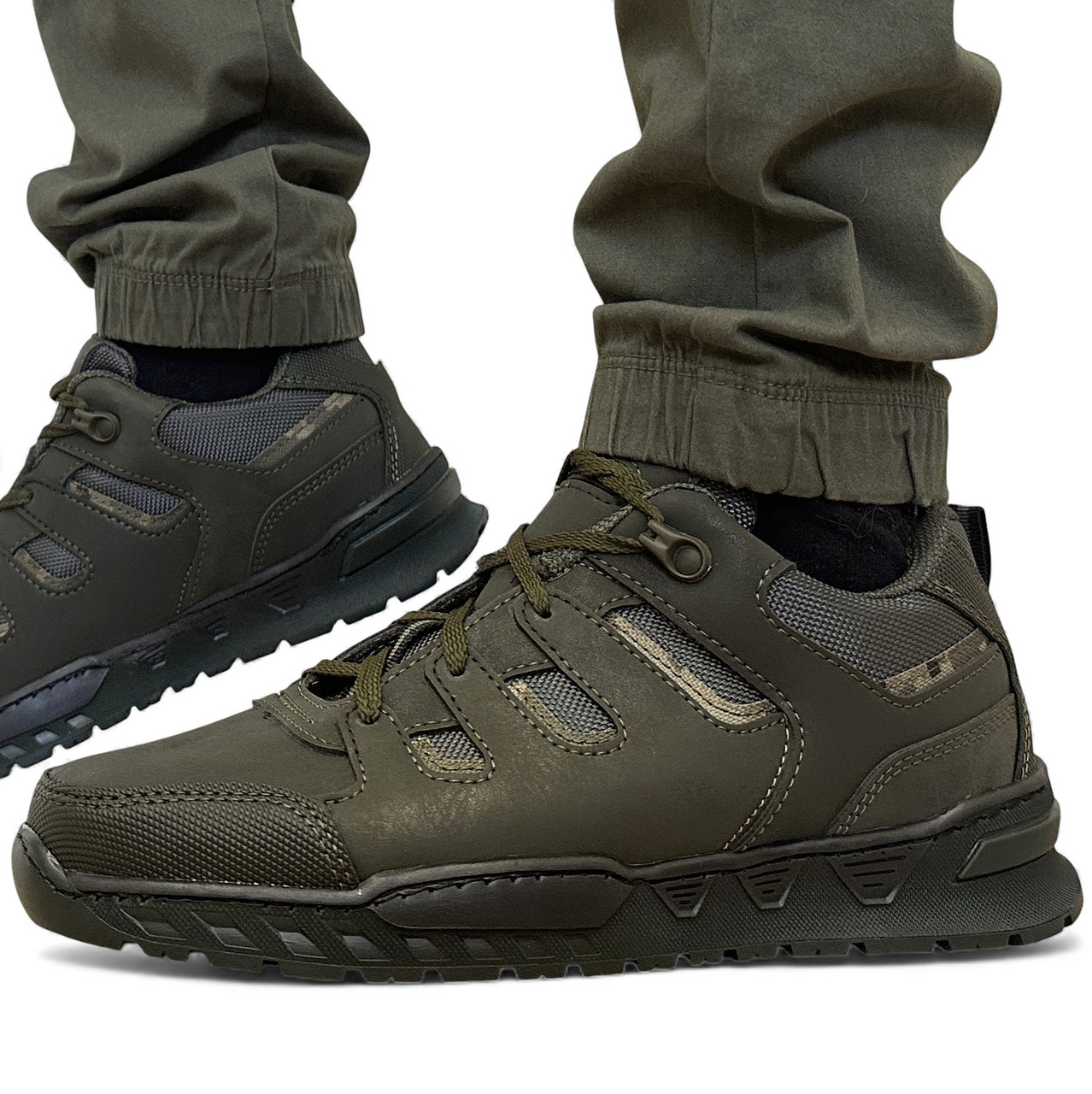 Кросівки чоловічі кольору хакі демісезонні весна-осінь (Сгк-11-6), фото 1