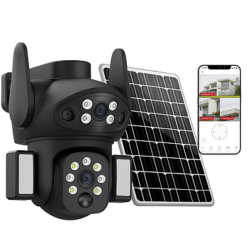 Камера відеоспостереження вулична 4G із сонячною панеллю, 8MP, (v380Pro), VQ006 Solar PTZ/IP камера спостереження поворотна