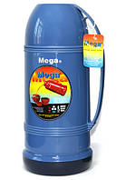 Термос Mega 0,5 л, ET050T, синій (термос зі скляною колбою для чая, кави)