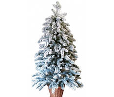 Ялинка 0.7 м лита зелена засніжена №16 у горщику із лози штучна