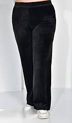 Жіночі штани чорного кольору супер-батали велюрові з утепленням, розміри від 50 по 68