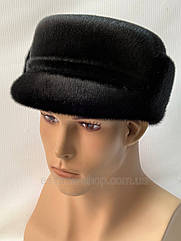 Чоловіча зимова шапка з хутра нерпи "Конфедератка" Чорна