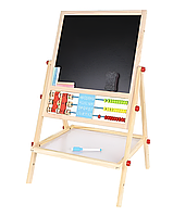 Магнітна двостороння навчальна дерев'яна дошка Kruzzel 32 x 41 x 67 см Дитячі дошки для малювання Мольберт для дітей