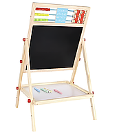 Мольберт деревяний Дошка для малювання Дошка двостороння навчальна дерев'яна kruzzel Дошка-мольберт двосторонній