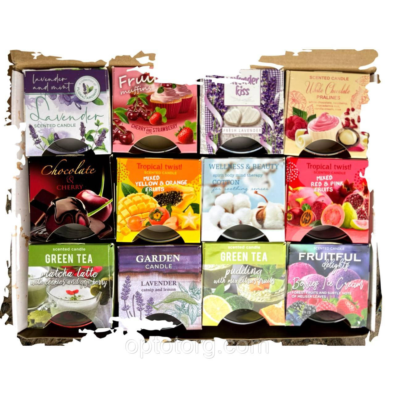 Свічки ароматизовані у склянці BARTEK Квітково-фруктовий мікс 12 шт, фото 1