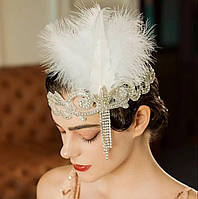 Пов'язка на голову в стилі 20-х років білого кольору  (Getsby)
