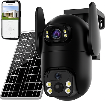 Вулична камера відеоспостереження 4G із сонячною панеллю, 6MP, (v380Pro), VQ005 Solar PTZ / IP камера спостереження поворотна