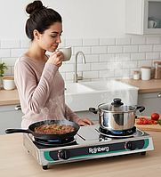 Плита газова побутова настільна двоконфоркова Настільна газ плитка під балон Мініплита для туризму