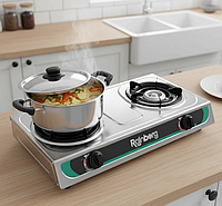 Двоконфоркові газові плити Rainberg Газова портативна Плита Rainberg Плита 2-конфоркова газова