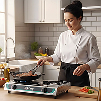 Плита газова настільна з балоном для готування страв Варильна панель 2 конфорки Кухонні плити Rainberg