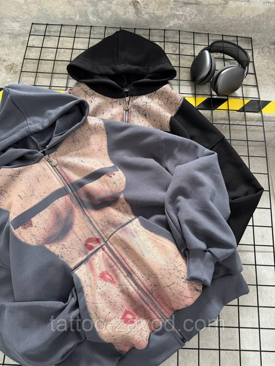 Худі оверсайз на блискавці з капюшоном 42-46 48-50, фото 1