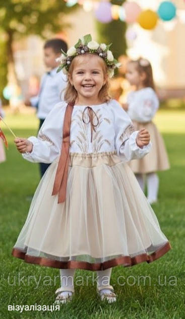 Український костюмчик для дівчинки "Полтавочка" кавовий