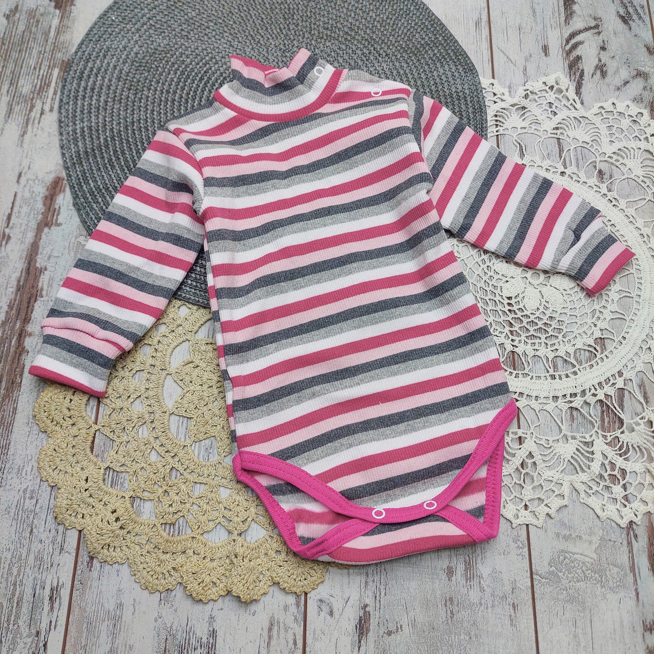 80 8-10 міс (24) теплий боді гольф водолазка з горлом для дівчинки з начосом флісом утеплений 8136 РЗВ