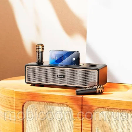 Колонка з мікрофонами HOCO BS63 Graceful wireless dual-mic BT speaker Black, фото 1