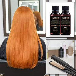 Анті - прасочка для волосся, Кератинове випрямлення та відновлення Іноар Марокко на 1 процедуру