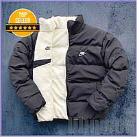 SN Зимова куртка Nike Snu Rok водонепроникна з хутром чорна та біла для хлопця теплий плащ без капюшон ROM09\X