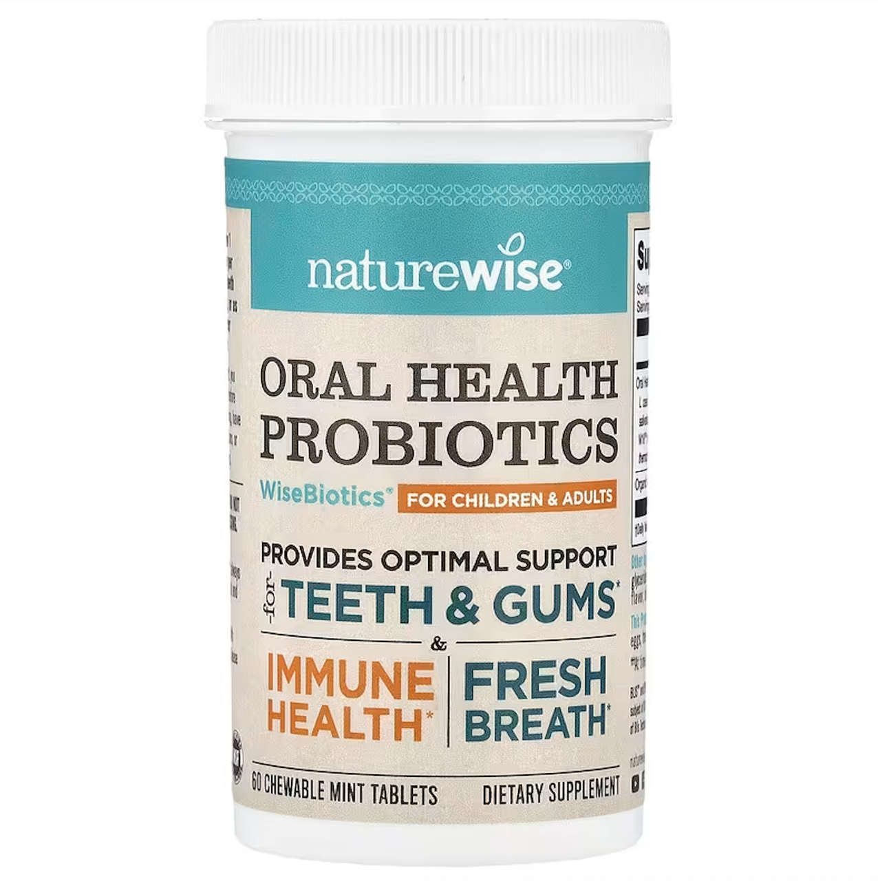 NatureWise, пробіотики для здоров’я порожнини рота, для дітей і дорослих, м’ята, 50 жувальних таблеток, фото 1