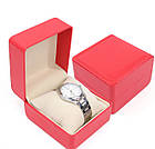 Подарункова коробка для браслетів і годинників червона. Стильний футляр із подушечкою й упаковкою, фото 2