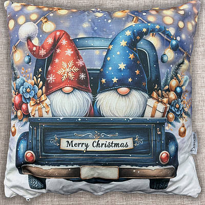 Подушка (45x45см) декоративна двостороння Decorator з Різдвяним принтом (84-194)