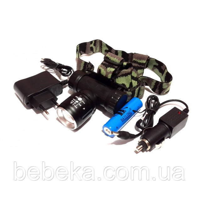 Ліхтарик налобний металевий POLICE BL-6952-T6 150000W+ЗУсеть+авто 3реж
