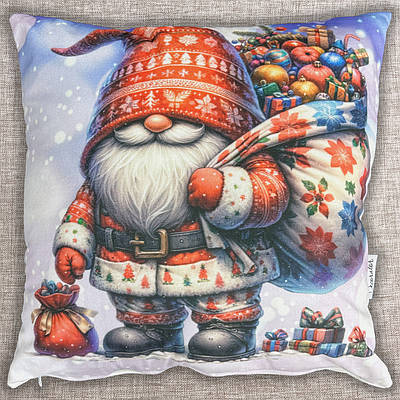 Подушка (45x45см) декоративна двостороння Decorator з Різдвяним принтом (84-195)