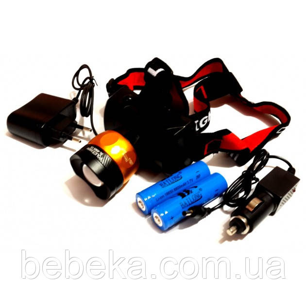 Ліхтарик налобний металевий POLICE BL-6966-T6 50000W+ЗУсеть+авто 3реж