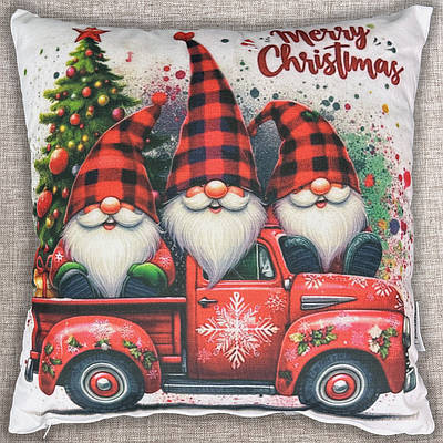 Подушка (45x45см) декоративна двостороння Decorator з Різдвяним принтом (84-191)