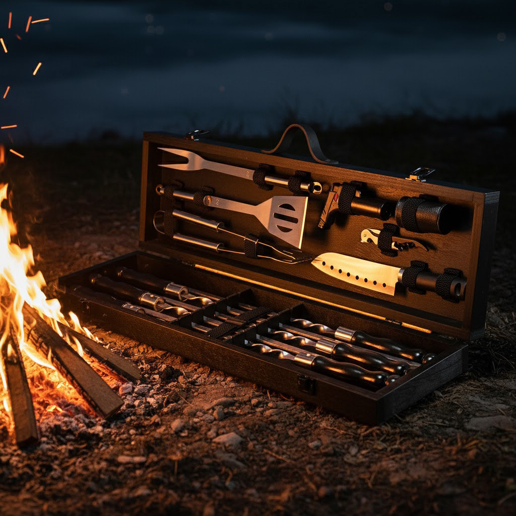 Шашличний набір, набір шампурів, набір для барбекю з гравіюванням