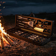 Шашличний набір, набір шампурів, набір для барбекю з гравіюванням
