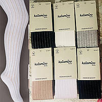 Бавовняні колготки для дівчаток в ажурний рубчик 7-8,9-10,11-12 років