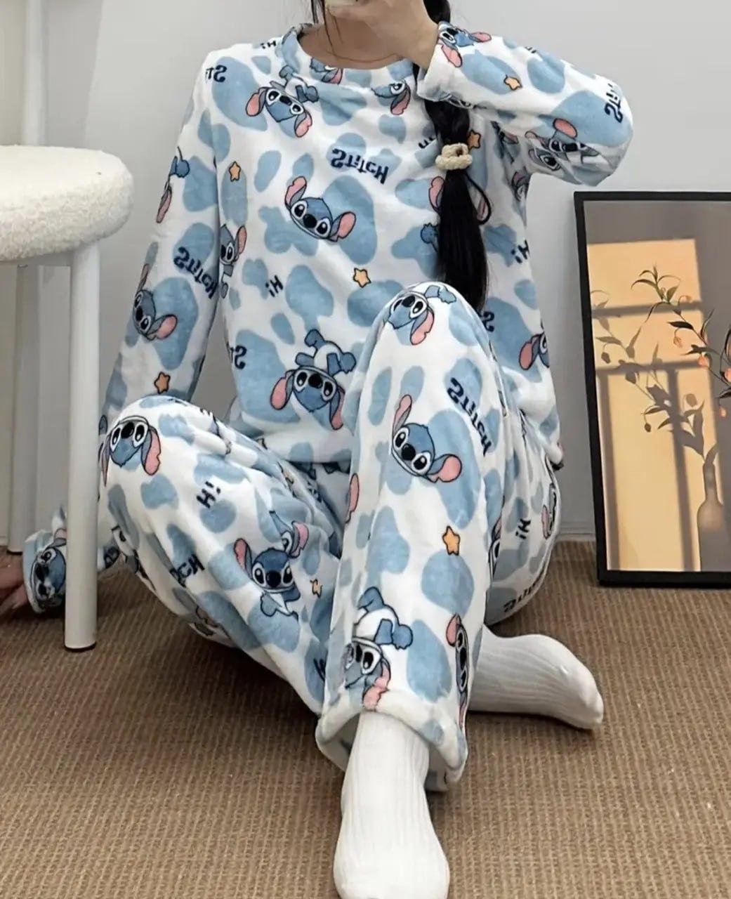 Жіноча махрова піжама кофта і штани зі Стічем, фото 1