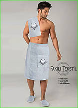 Чоловічий набір для лазні подарунковий, набір для сауни чоловічий Туреччина банний в подарунок Натурель