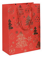 Подарунковий пакет новорічний червоний 23х18х8см