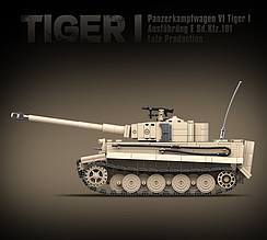 Конструктор військовий танк Tiger I Тигр I Німеччина Другої світової війни 1361 деталь 6 фігурок для Лего Lego