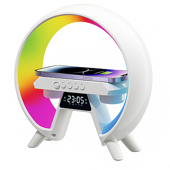 Лампа-нічник з Bluetooth-колонкою с беспроводной зарядкой, підтримка Qi, G-Lite XM-X63 / Нічний RGB світильник / Колонка нічник