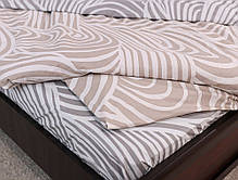 Бежевий двоспальний набір постільної білизни з абстрактним принтом 180*220 бавовняний натуральний із Бязі Gold, Черешенька™, фото 5