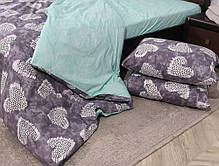 Сірий євро максі комплект постільної білизни для пари із сердечками 200*220 комбінований бавовняний з Бязі Gold, Черешенька, фото 4