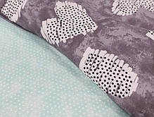 Сірий євро максі комплект постільної білизни для пари із сердечками 200*220 комбінований бавовняний з Бязі Gold, Черешенька, фото 5