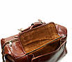 Сумка дорожня шкіряна стильна велика для поїздок з ручками на блискавці Катана коричнева, фото 4