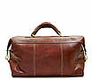 Сумка дорожня шкіряна стильна велика для поїздок з ручками на блискавці Катана коричнева, фото 3