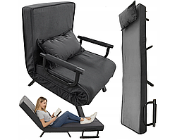 Розкладне крісло-трансформер 3-в-1 Bass Polska BH 30041  чорне крісло,ліжко,шезлонг