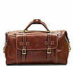 Сумка дорожня шкіряна стильна велика для поїздок з ручками на блискавці Катана коричнева, фото 2