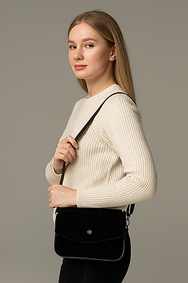 Сумка жіноча чорна замшева (525)