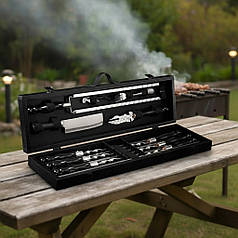 Подарунковий набір шампурів та комплектуючих у чорному кейсі