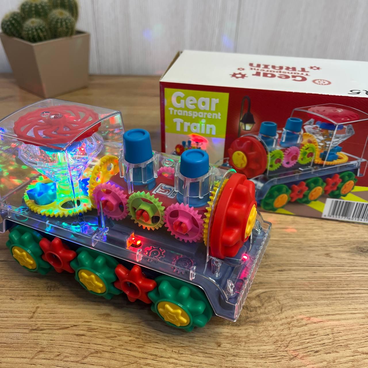 Дитячий інтерактивний прозорий поїзд зі світлом, музикою і поворотом на 360° (96)