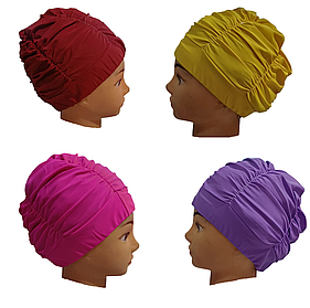 Шапочка для басейну об'ємна тканинна для довгого волосся